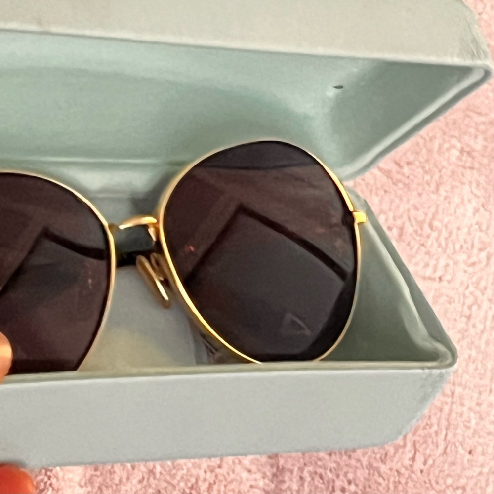 Karen Walker Gold and Brown Aviator Sunglasses